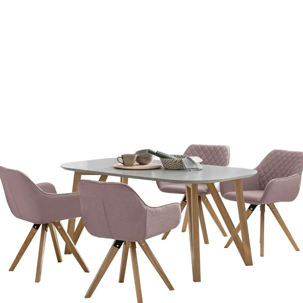 Wohnen Scandi Essgruppe mit 4 Tischsesseln - Restania (fünfteilig)