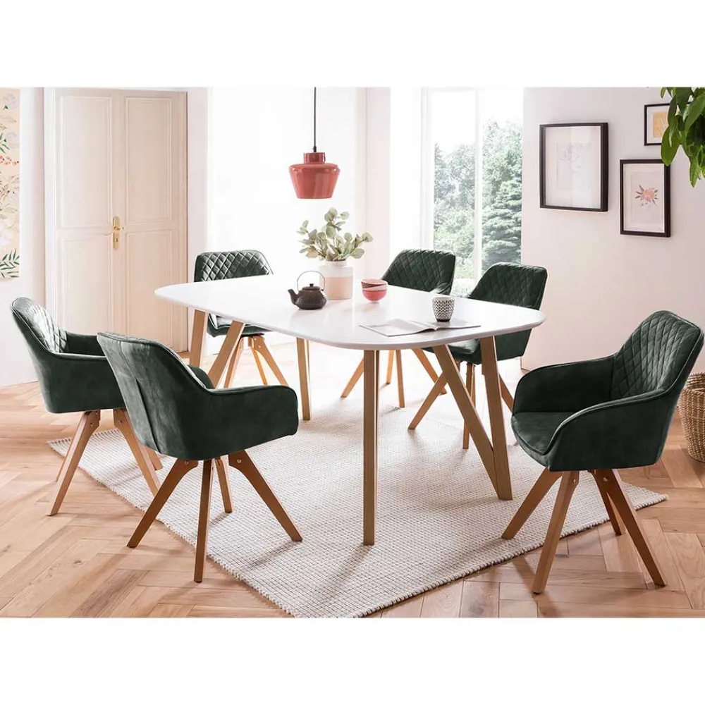 Wohnen Scandi Essgruppe mit Armlehnenstühlen - Conzuela (siebenteilig)