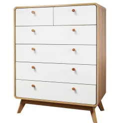 Wohnen Kommoden|Flurkommoden*Scandi Hochkommode in Eiche mit Weiß - Jendren