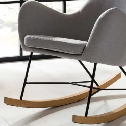 Wohnen Scandi Schaukelstuhl mit grauem Stoff - Karin