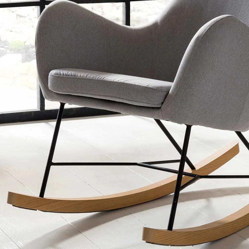 Wohnen Scandi Schaukelstuhl mit grauem Stoff - Karin