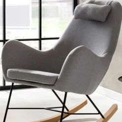 Wohnen Scandi Schaukelstuhl mit grauem Stoff - Karin