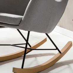 Wohnen Scandi Schaukelstuhl mit grauem Stoff - Karin