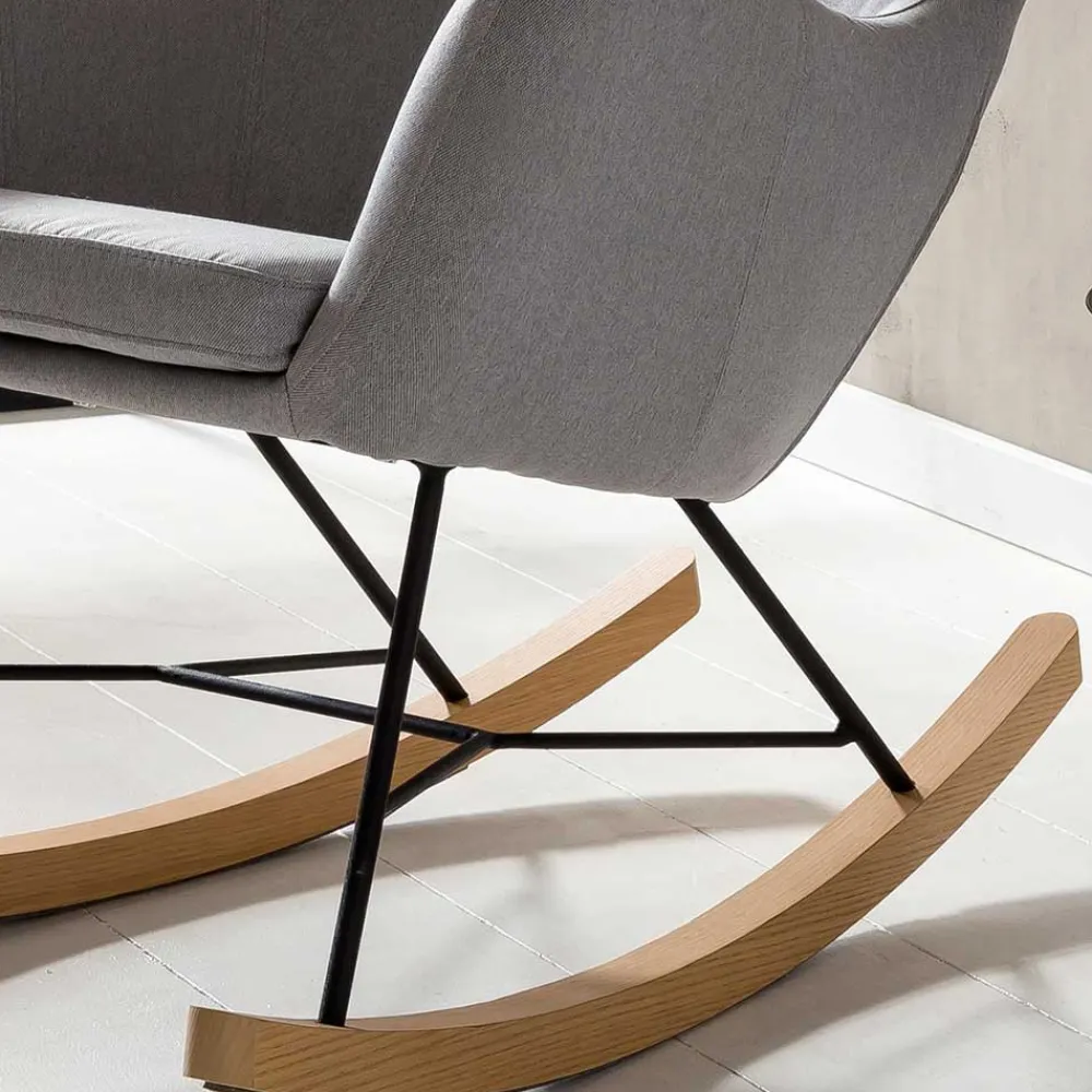 Wohnen Scandi Schaukelstuhl mit grauem Stoff - Karin