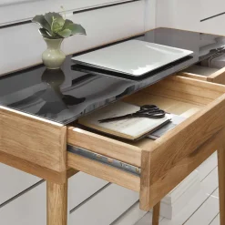 Wohnen Scandi Schreibtisch mit Schwarzglas Platte - Floyda