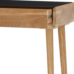 Wohnen Scandi Schreibtisch mit Schwarzglas Platte - Floyda