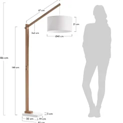 Wohnen Scandi Style Stehlampe mit Stoff Schirm Weiß - Sandra