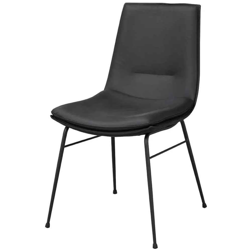 Wohnen Küchenstühle|Esszimmerstühle*Schalenstuhl in Schwarz - echtes Leder - Freedoms (2er Set)