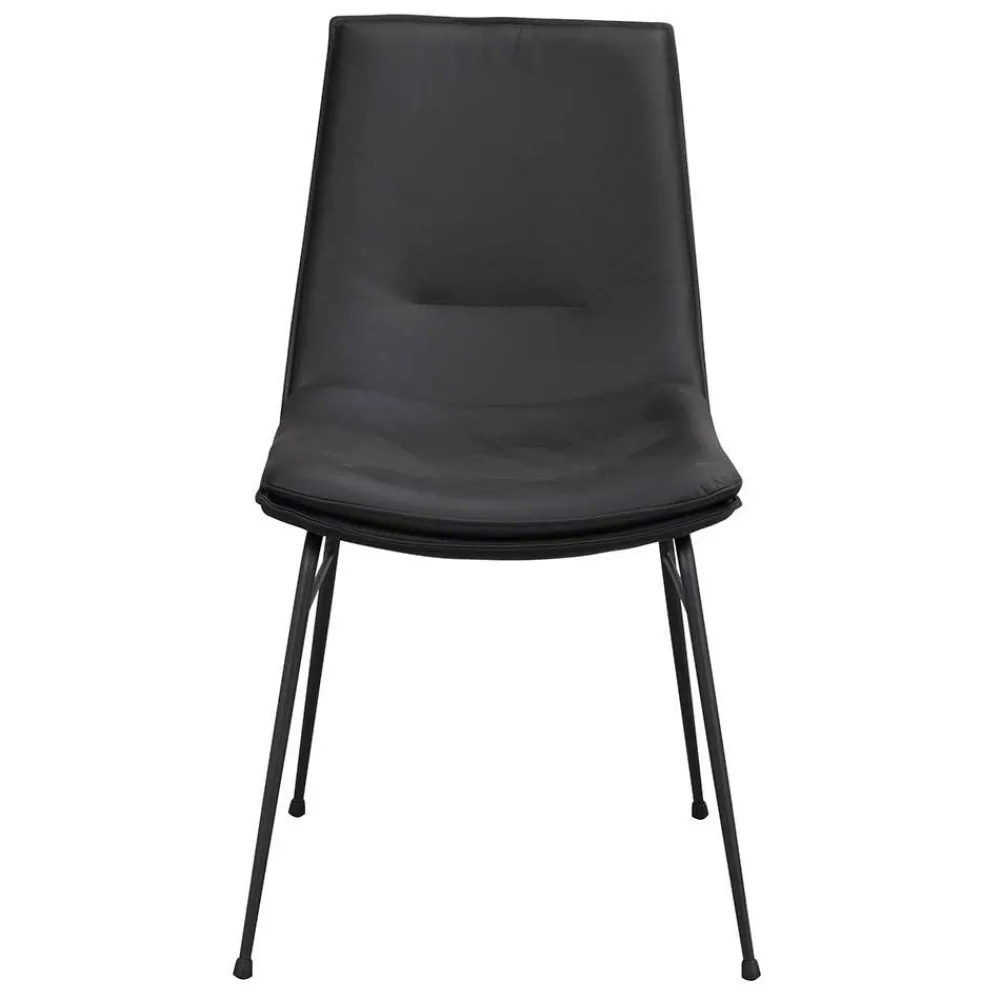 Wohnen Küchenstühle|Esszimmerstühle*Schalenstuhl in Schwarz - echtes Leder - Freedoms (2er Set)
