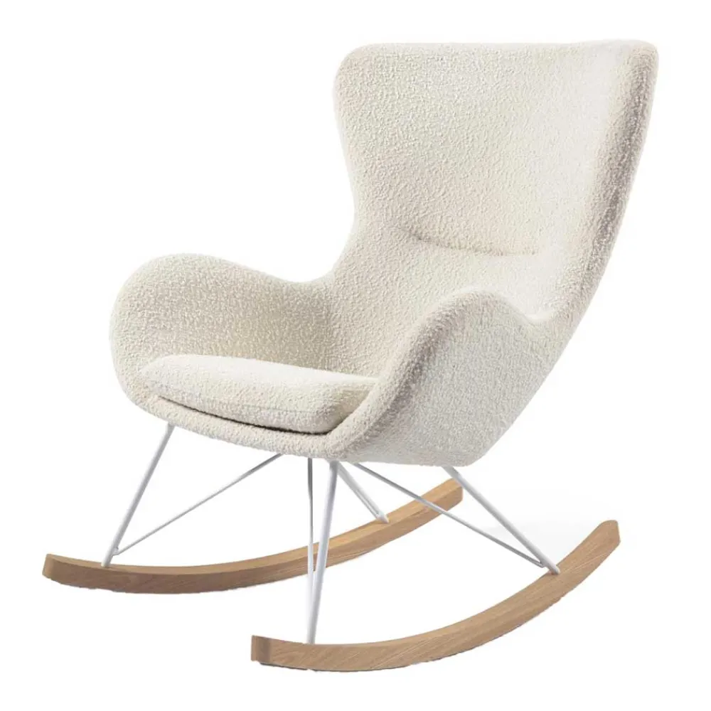 Wohnen Weiße Möbel*Schaukelsessel in Weiß Lammfell Optik - Lysandro