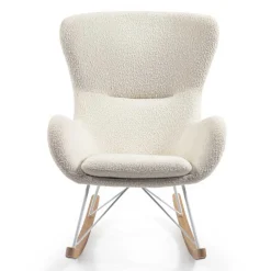 Wohnen Weiße Möbel*Schaukelsessel in Weiß Lammfell Optik - Lysandro