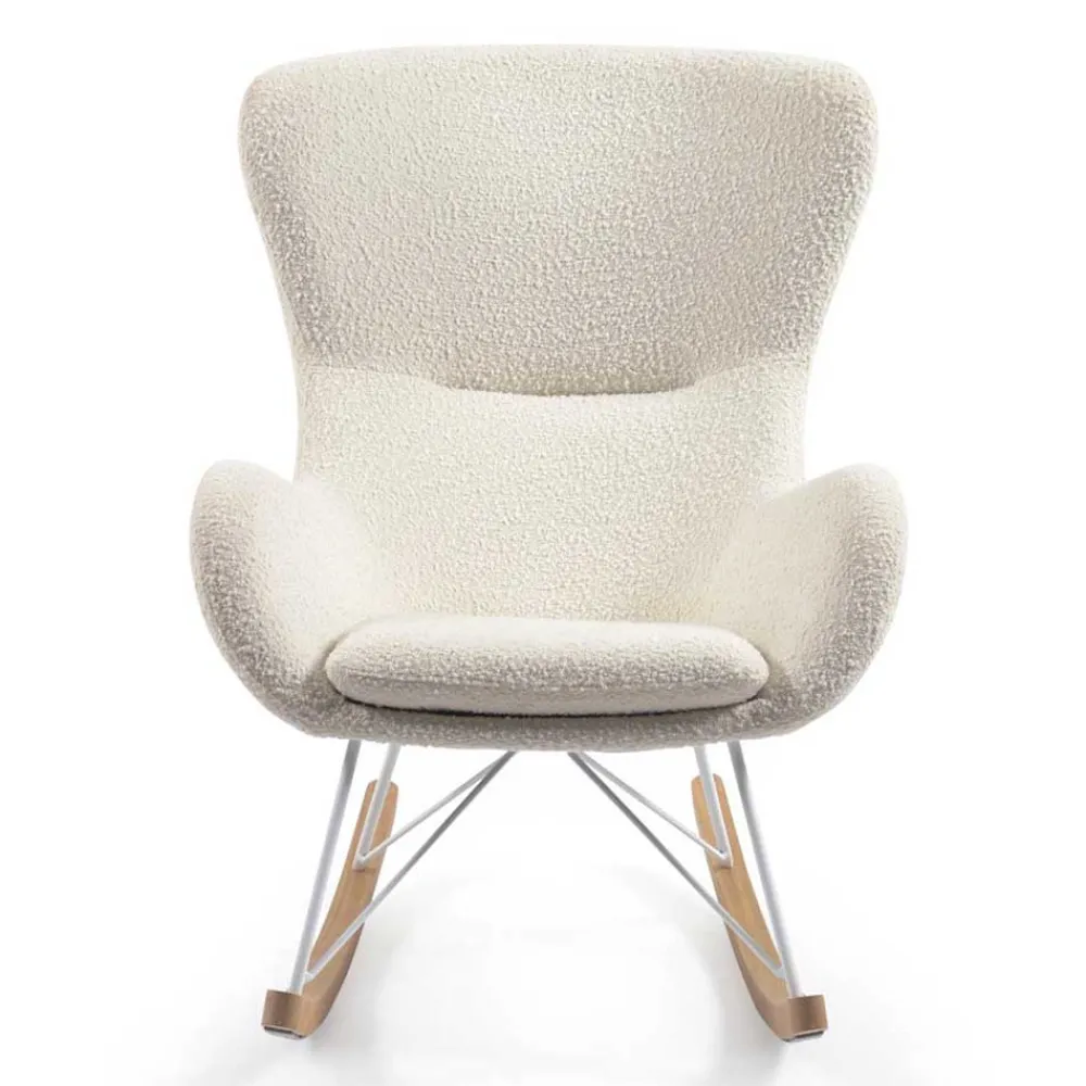 Wohnen Weiße Möbel*Schaukelsessel in Weiß Lammfell Optik - Lysandro