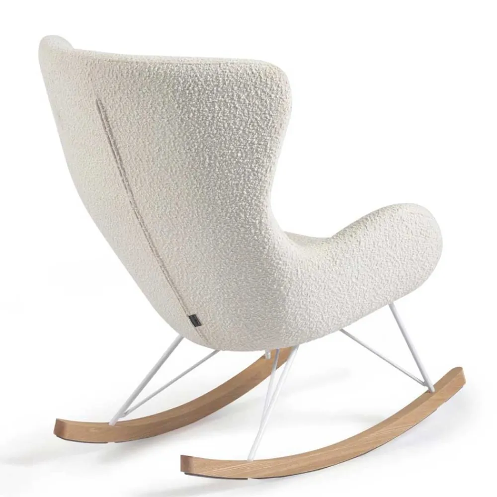 Wohnen Weiße Möbel*Schaukelsessel in Weiß Lammfell Optik - Lysandro