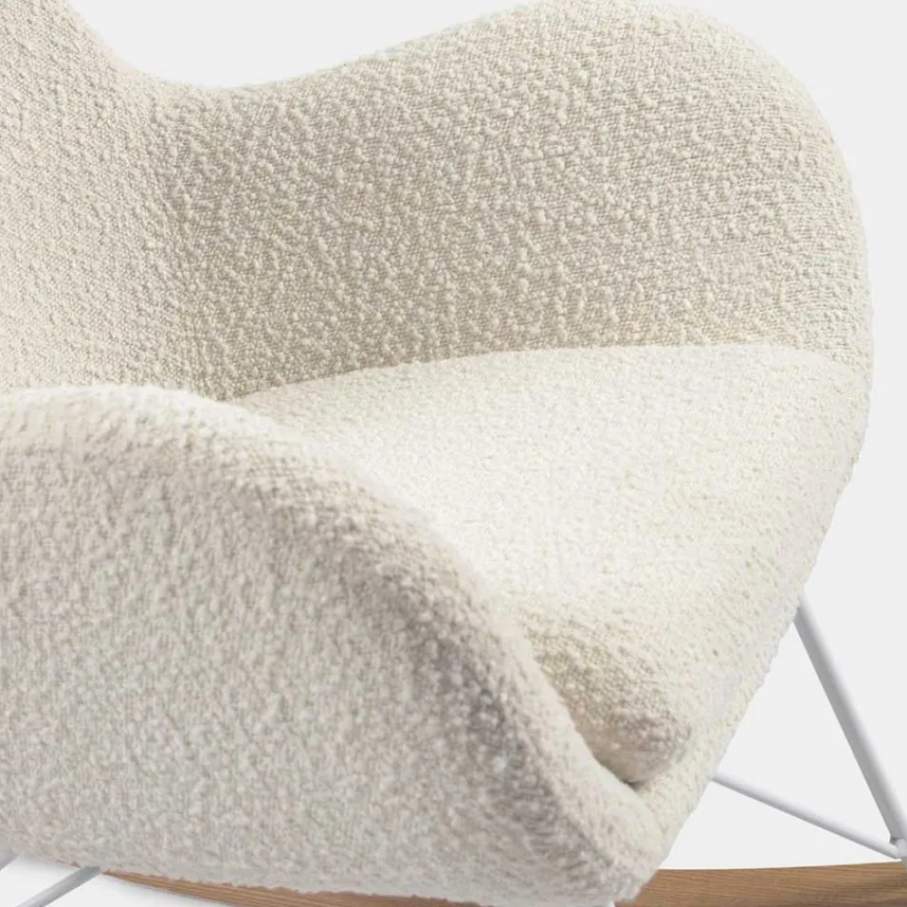 Wohnen Weiße Möbel*Schaukelsessel in Weiß Lammfell Optik - Lysandro