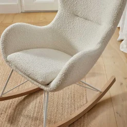 Wohnen Weiße Möbel*Schaukelsessel in Weiß Lammfell Optik - Lysandro