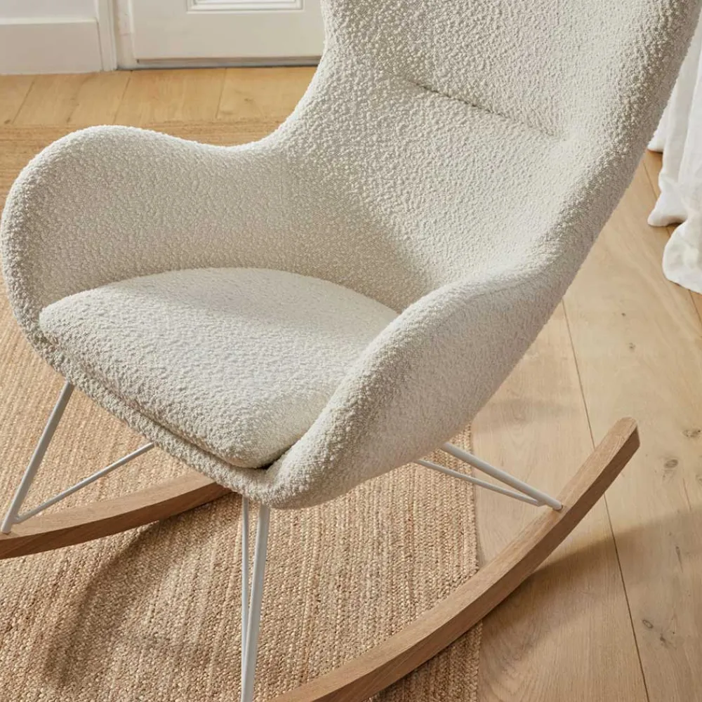 Wohnen Weiße Möbel*Schaukelsessel in Weiß Lammfell Optik - Lysandro