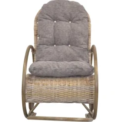 Wohnen Schaukelstuhl aus graubraunem Rattan Geflecht - Tulima