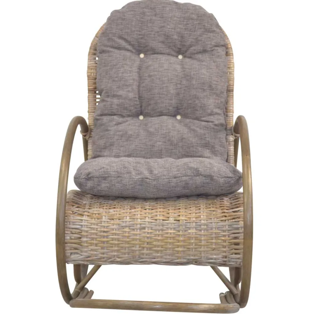 Wohnen Schaukelstuhl aus graubraunem Rattan Geflecht - Tulima
