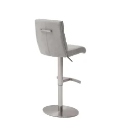 Wohnen Sessel & Hocker|Barhocker*Schicker Barstuhl mit Höhenverstellung in Hellgrau Stoff Anglesio & Edelstahl