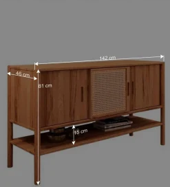 Wohnen Rattanmöbel|Sideboards & Kommoden*Schiebetüren Kommode mit Ablageboden - Indrya