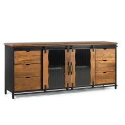 Wohnen Küchenschränke|Sideboards*Schiebetüren Sideboard mit Riffelglas - Aglia