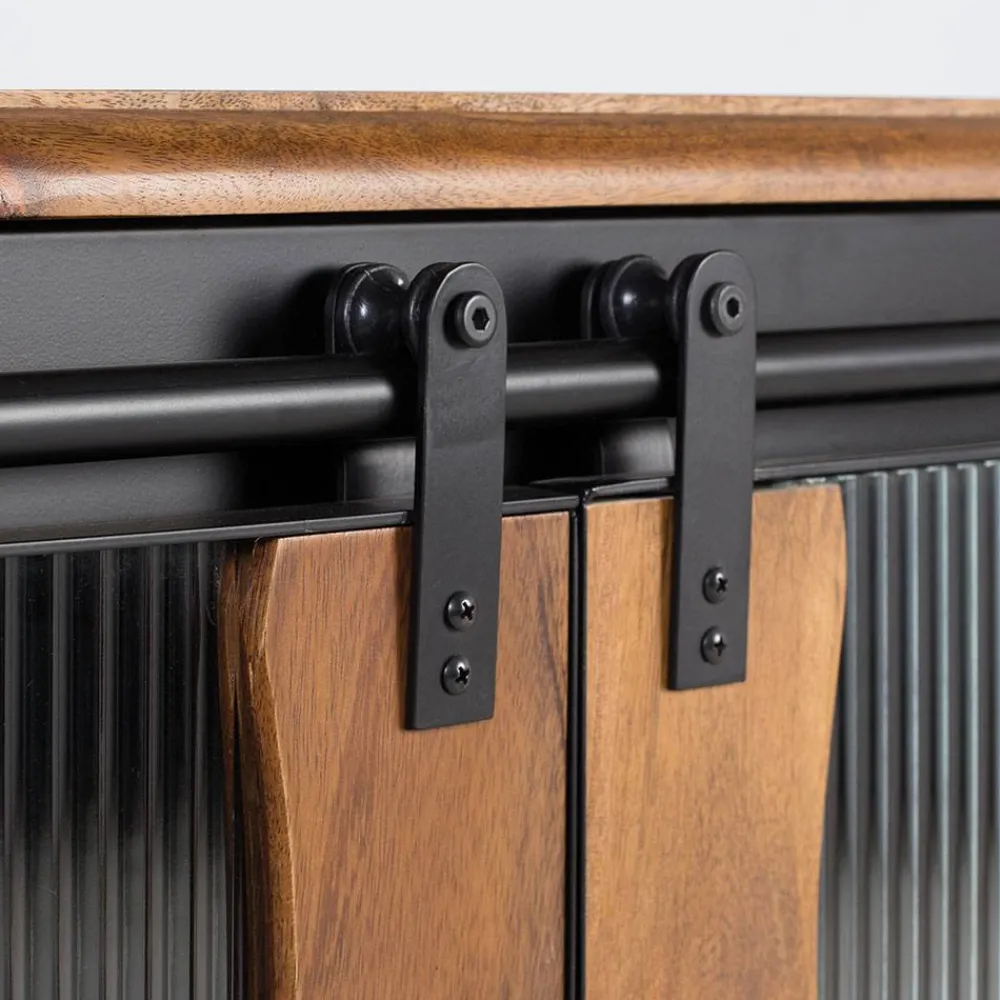 Wohnen Küchenschränke|Sideboards*Schiebetüren Sideboard mit Riffelglas - Aglia