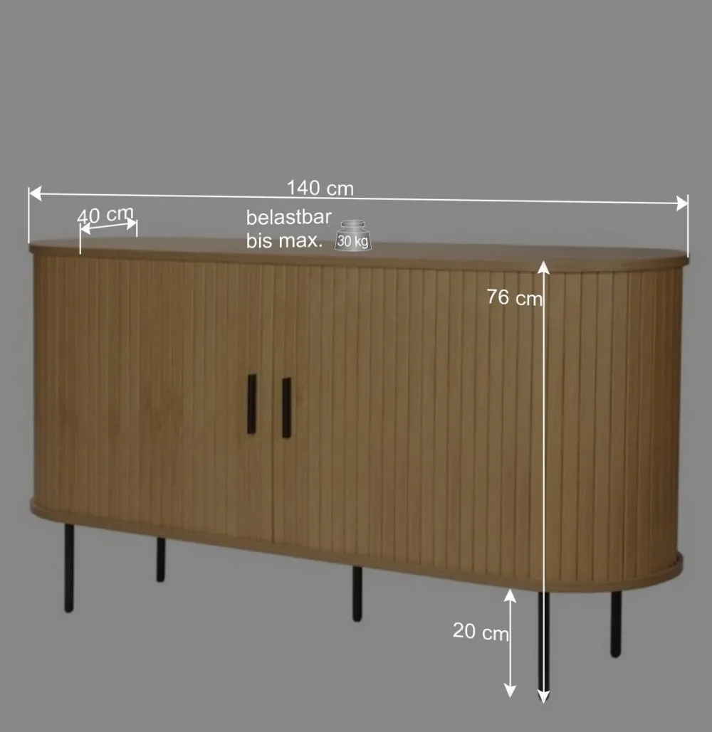Wohnen Sideboards & Kommoden|Küchenschränke*Schiebetüren-Sideboard in ovalem Design - Barnetta