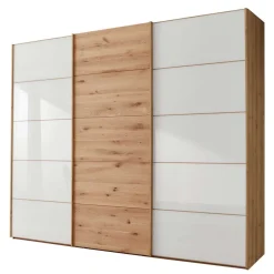 Wohnen Weiße Möbel|Naturholzmöbel*Schiebetürschrank in Weiß Glas - Crucav