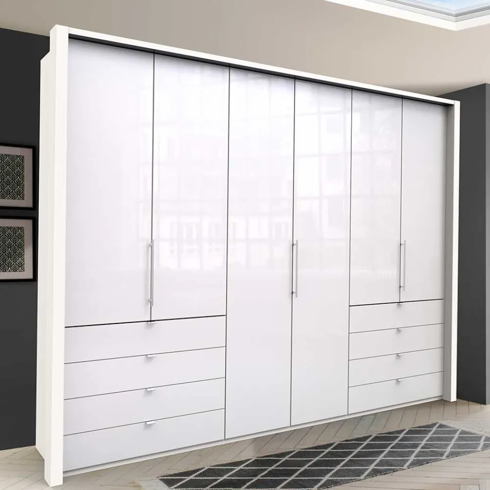 Wohnen Weiße Möbel|Schränke*Schlafbereich Kleiderschrank mit acht Schubkästen - Dolienca