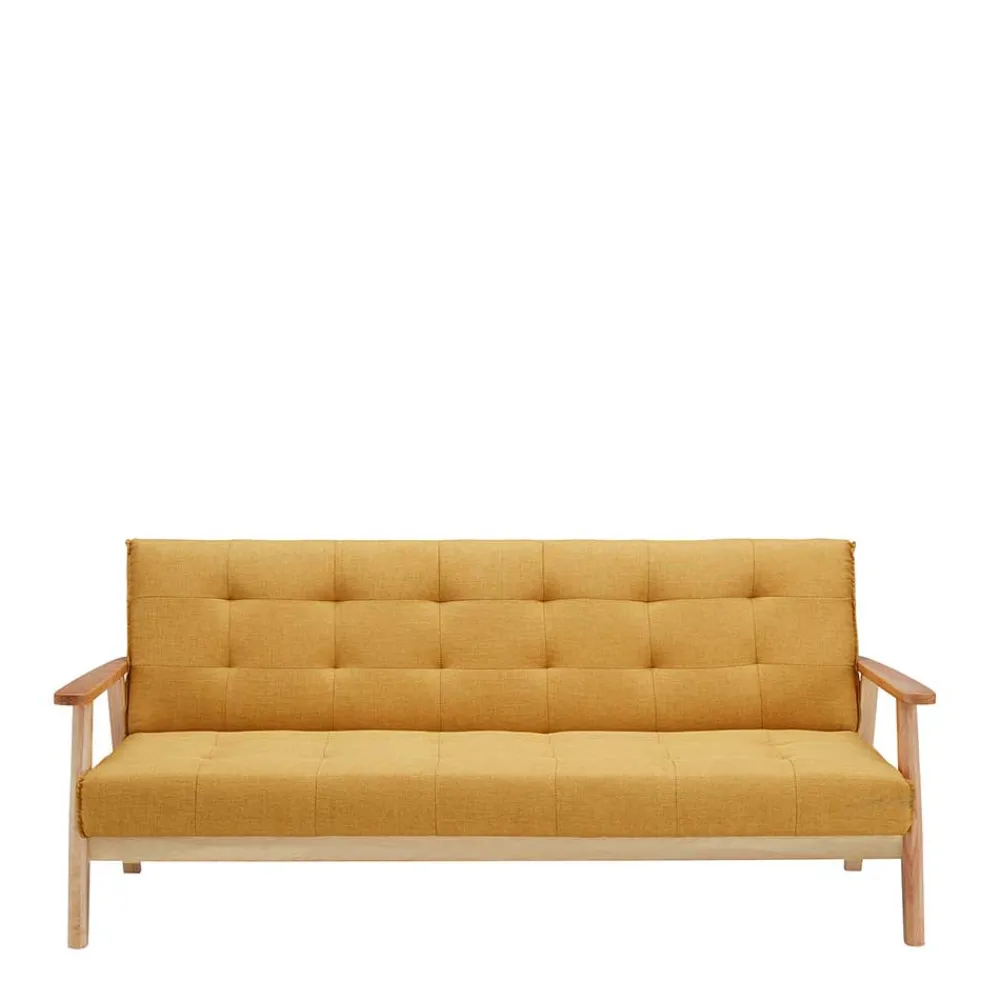 Wohnen Retro Möbel|Sofas*Schlafcouch in Gelb & Eukalyptus Natur - Emkola