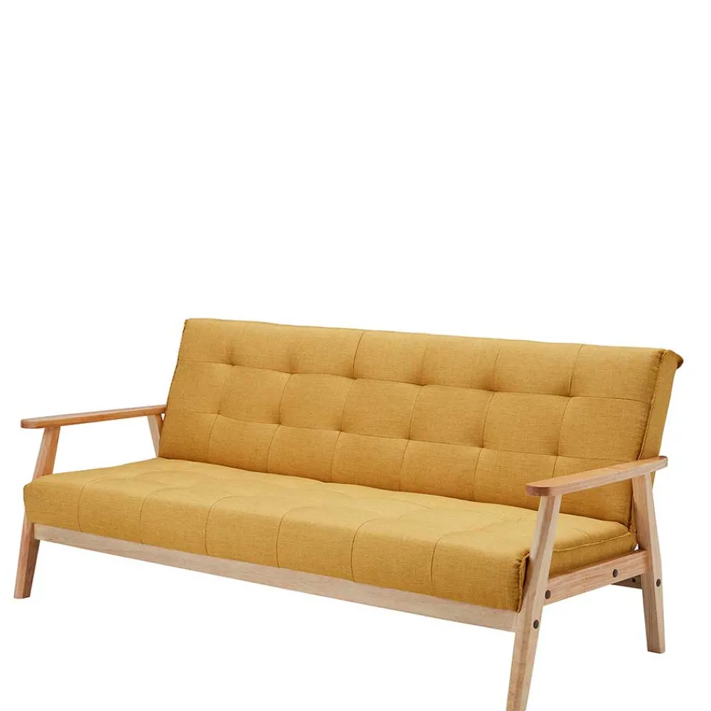 Wohnen Retro Möbel|Sofas*Schlafcouch in Gelb & Eukalyptus Natur - Emkola