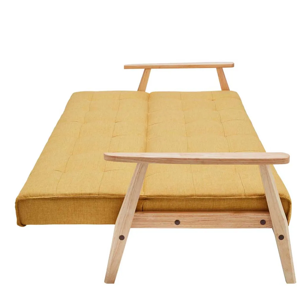 Wohnen Retro Möbel|Sofas*Schlafcouch in Gelb & Eukalyptus Natur - Emkola