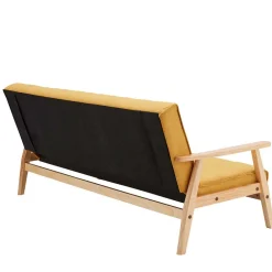 Wohnen Retro Möbel|Sofas*Schlafcouch in Gelb & Eukalyptus Natur - Emkola