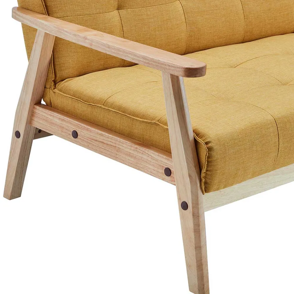 Wohnen Retro Möbel|Sofas*Schlafcouch in Gelb & Eukalyptus Natur - Emkola