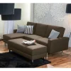 Wohnen Sofas|Sofa*Schlafcouch mit Hocker in Beigegrau mit Chrom - Defelira (zweiteilig)