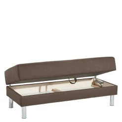 Wohnen Sofas|Sofa*Schlafcouch mit Hocker in Beigegrau mit Chrom - Defelira (zweiteilig)