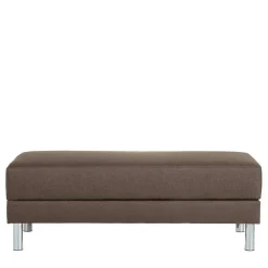 Wohnen Sofas|Sofa*Schlafcouch mit Hocker in Beigegrau mit Chrom - Defelira (zweiteilig)