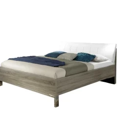 Wohnen Schlafzimmer Bett Viarolia mit Polsterkopfteil in Weiß