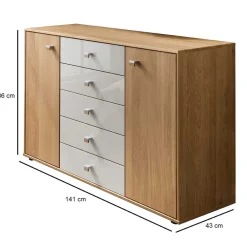 Wohnen Küchenschränke|Sideboards*Schlafzimmer Kommode in Eichefarben & Beige - Emdsiva