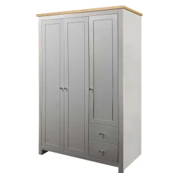 Wohnen Schlafzimmerschrank in Grau & Eichefarben - Poliesti