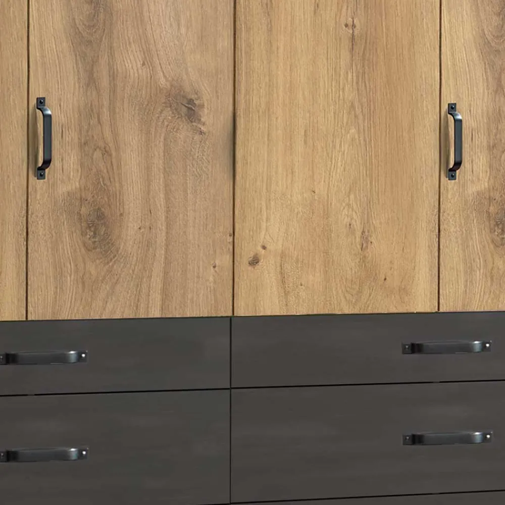 Wohnen Schwarze Möbel|Kleiderschränke*Schlafzimmerschrank mit sechs Schubladen & Türen - Bram