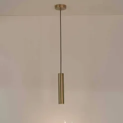 Wohnen Schlanke Hängeleuchte aus Metall in Messing - Piratro