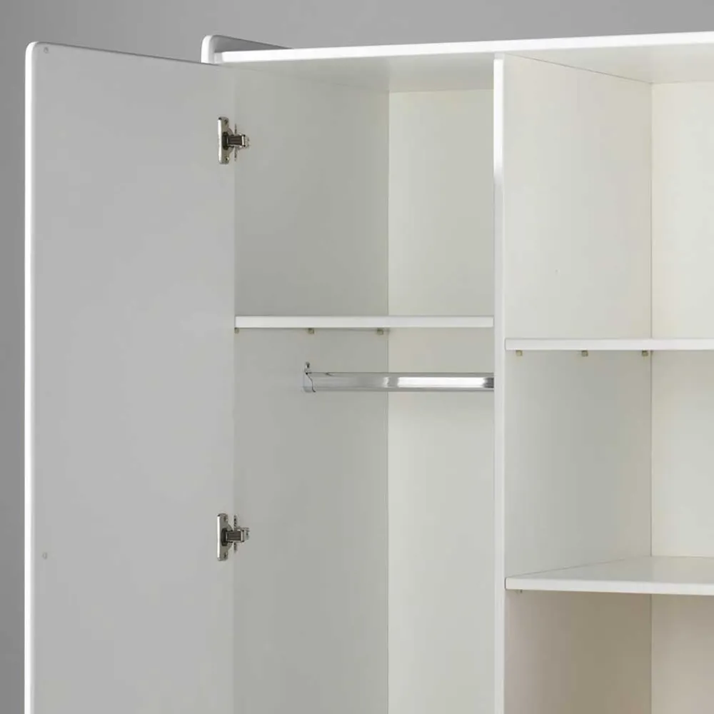 Kinder Wohnen Schlichter Kinder Kleiderschrank in Weiß - Mauricia