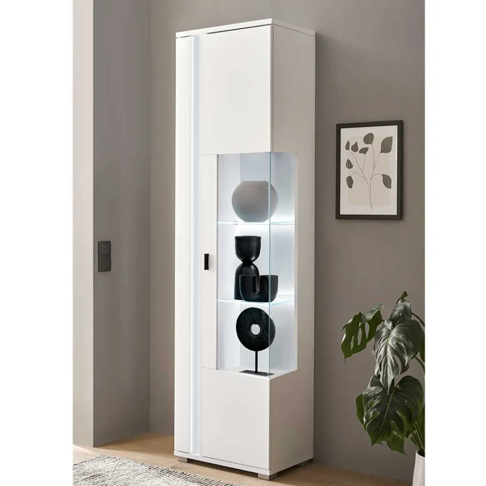 Wohnen Schmaler Vitrinenschrank mit LED Beleuchtung - Tirol