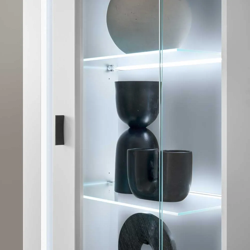 Wohnen Schmaler Vitrinenschrank mit LED Beleuchtung - Tirol