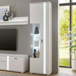 Wohnen Schmaler Vitrinenschrank mit LED Beleuchtung - Tirol
