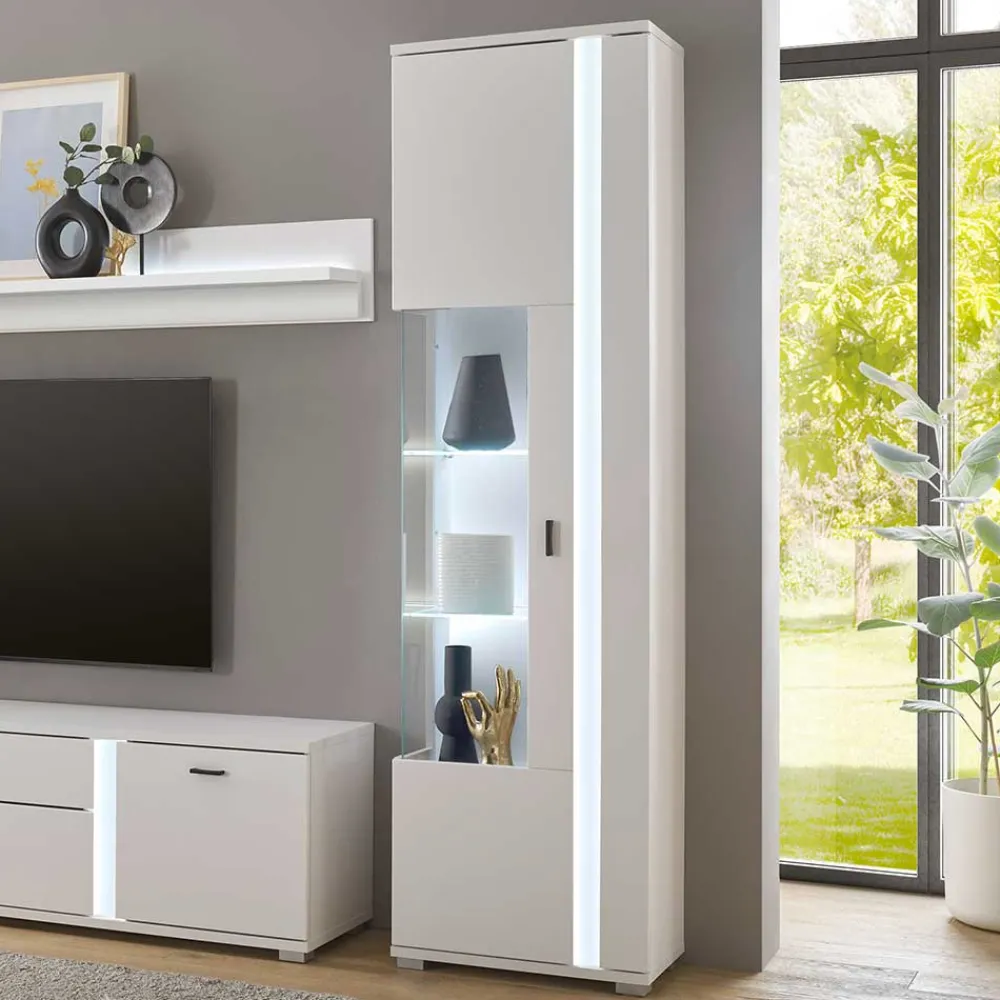 Wohnen Schmaler Vitrinenschrank mit LED Beleuchtung - Tirol