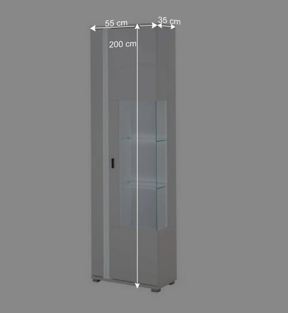 Wohnen Schmaler Vitrinenschrank mit LED Beleuchtung - Tirol