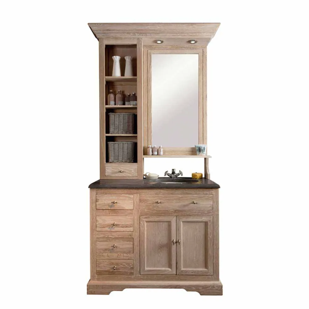 Wohnen Schmales Badezimmermöbel-Set Vish im rustikalen Landhausstil