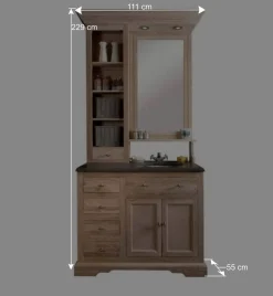 Wohnen Schmales Badezimmermöbel-Set Vish im rustikalen Landhausstil